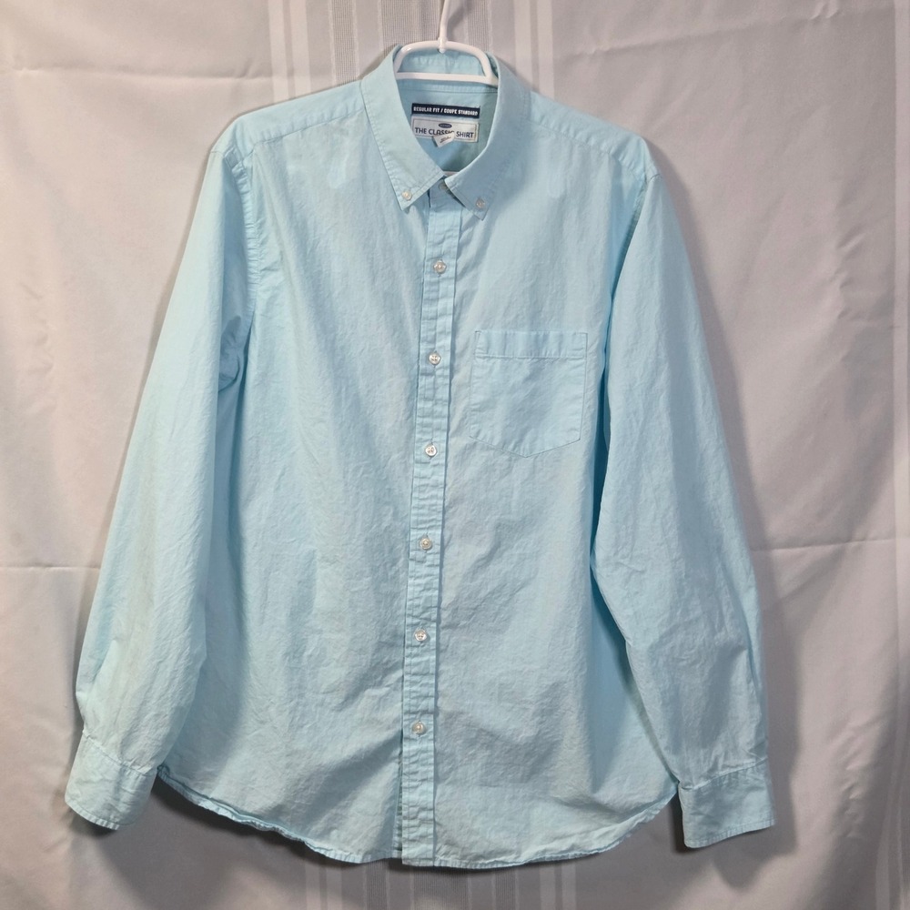 Old Navy Button Down Shirt Mens L Blue The Classic Shirt Regular Fit Long Sleeve